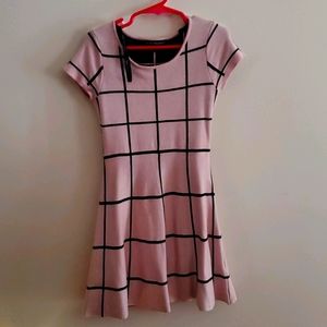 Girls knit pink geometric dress